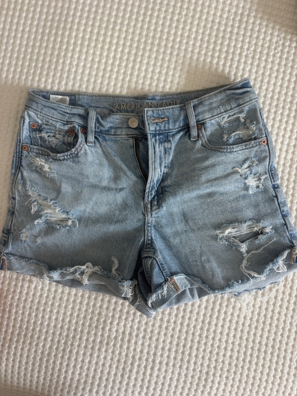 American Eagle Outfitters Light Wash Distressed Denim Shorts